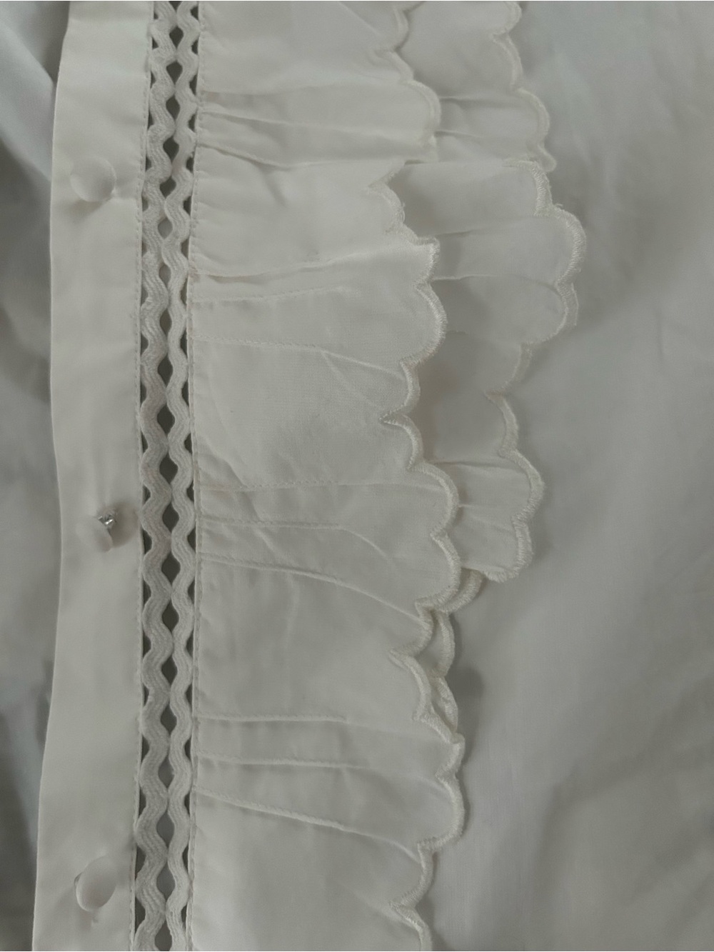 NWT sezane chemise wave Women's White Ruffled Lace-Trim Blouse - Picture 8 of 10